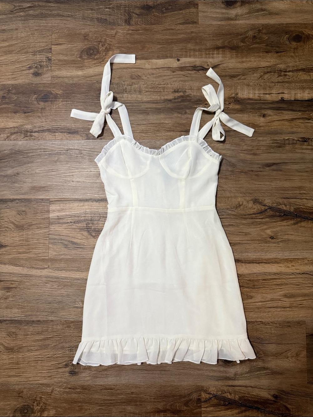 White Ruffle Mini Dress - Picture 1 of 11